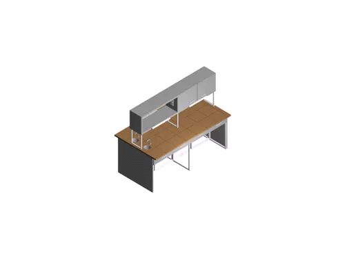 Стол лабораторный с мойкой, полками, ящиками и шкафчиком (островной) СО-1Пш-КРсЯ-2.2