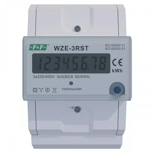 Трехфазный счетчик электроэнергии F&F WZE-3RST, 80A фото 1