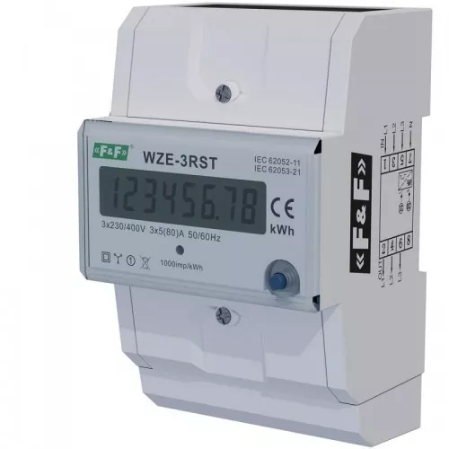 Трехфазный счетчик электроэнергии F&F WZE-3RST, 80A фото 2