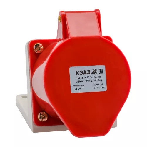 Розетка для монтажа на поверхность 125-32А-6h-380AC-3P+PE+N-IP44 фото 1