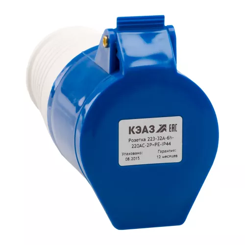 Розетка кабельная 213-16А-6h-220AC-2P+PE-IP44 фото 1