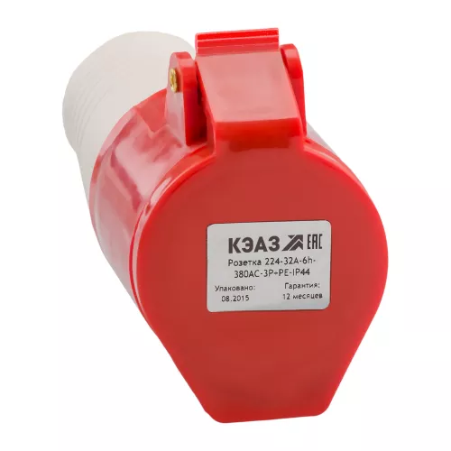 Розетка кабельная 214-16А-6h-380AC-3P+PE-IP44 фото 1